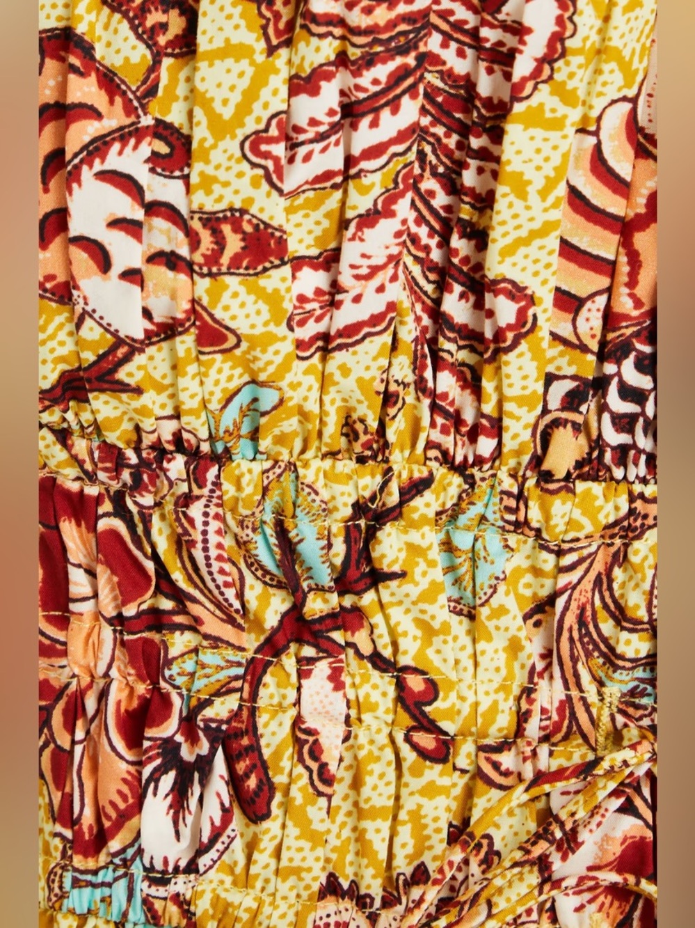 ULLA JOHNSON Alo shirred printed cotton-poplin playsuit Marigold US 8
MSRP $390 - Picture 4 of 6